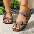 summernew arrival toe retroplus size slippers double row buckle open toe outwear sandals women's spot wholesale