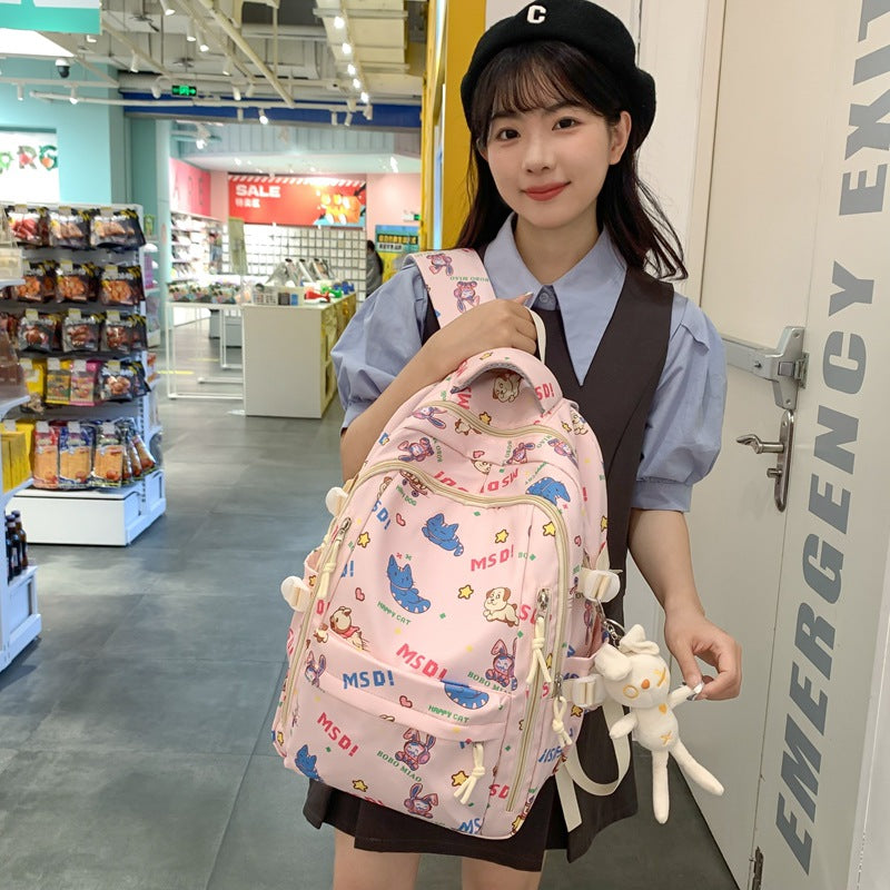 Backpack Men's Simple Large Capacity Travel Backpack Women's Casual Japanese Junior High School Student High School Student School Bag Men