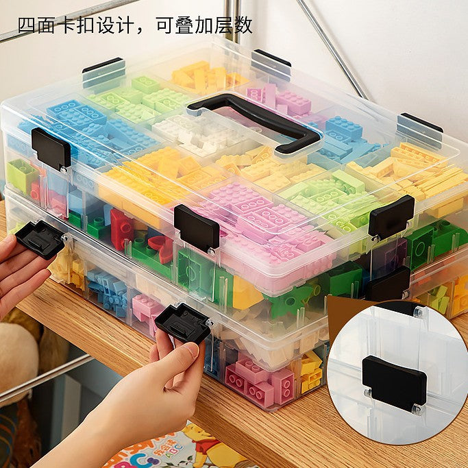 Children's toy storage box Multifunctional grid accessories storage box can be stacked portable Lego building block storage box