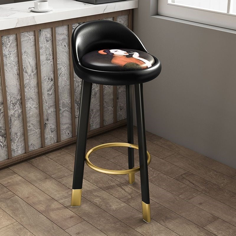 Bar stool, light luxury modern minimalist design, backrest included, bar-specific chair, high stool for home use, bar chair, solid wood