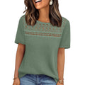 european and american  cross-border women's summer new arrival: mesh hollow-out breathable versatile round neck short sleeve t-shirt top