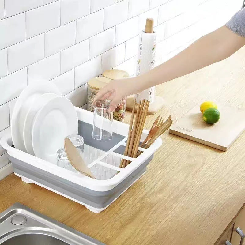Kitchen foldable bowl rack for home dishes bowls chopsticks tableware storage rack pool sink telescopic drain basket storage rack