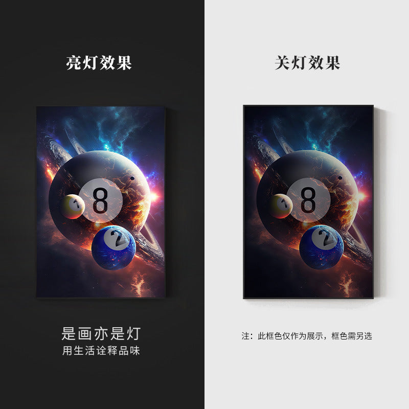 Trend billiard room luminous decorative painting imitation abyss mirror cyberpunk astronaut hanging painting billiard hall luminous lamp painting