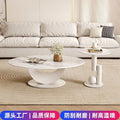 Cream style crescent rock slab coffee table living room for home rental house table classycasual small apartment coffee table combination