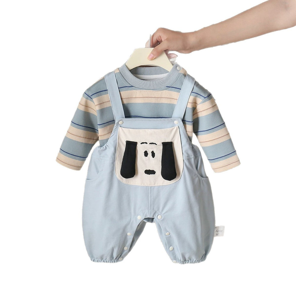Baby clothes spring/autumn set overalls boy baby clothes toddler spring/autumn long sleeve cartoon puppy outing outfit
