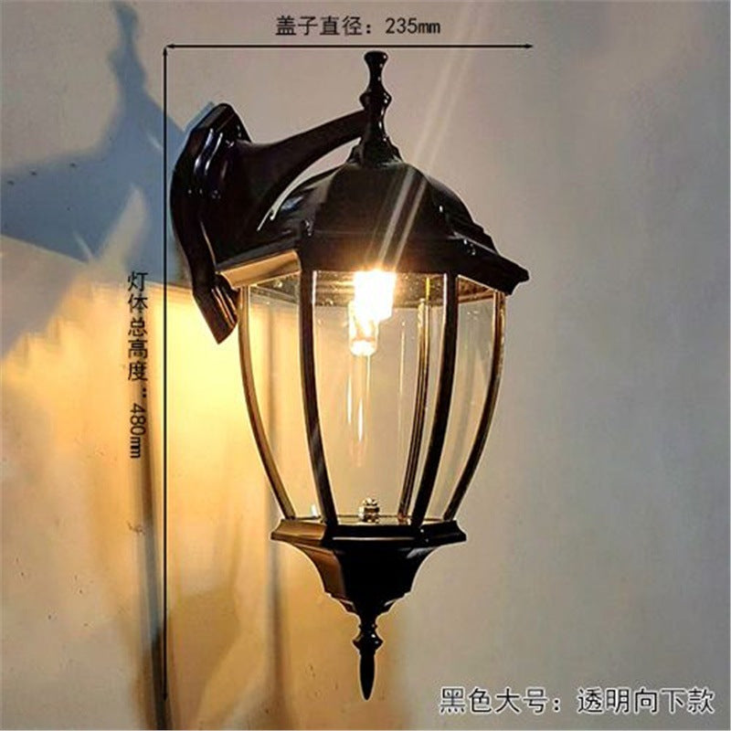 Outdoor wall light waterproof antique courtyard lamp european style outdoor villa pillar wall lamp luxury hexagonal wall sconce - hardwired