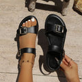 Fashion cross-border plus size buckle flats slippers women's exportretro lightweight beach slippers slippers