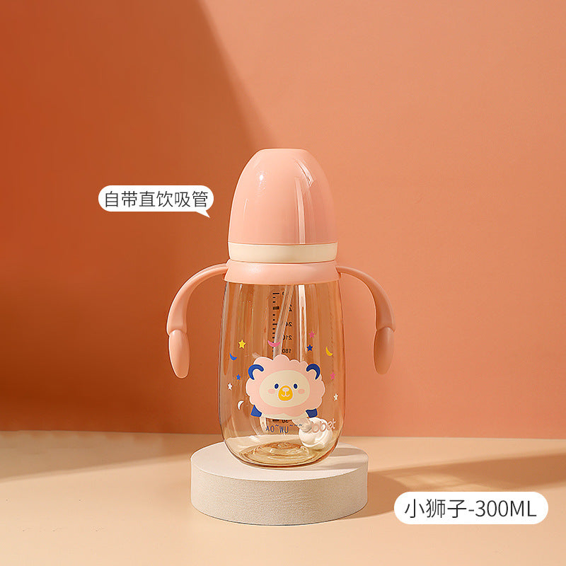 Babycare newborn ppsu sippy cup - cartoon wide-neck double handle anti-fall bottle for 1-2-3 year olds