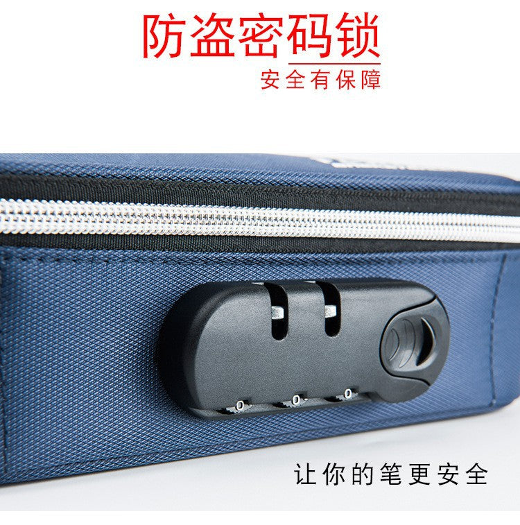 Foreign trade customized large-capacity pencil bag   password lock stationery box can be printed logo pencil case wholesale