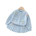 Baby girl handmade floral cardigan two-piece set -  autumn new collection - cute girls' skirt set - girls' sweater outfit