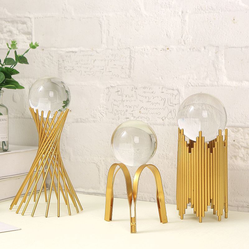 Nordic style minimalist luxury crystal ball ornament - decorative glass sphere for home living room, new home art display