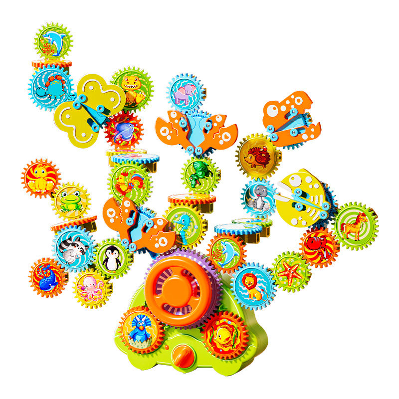 Children's electric building blocks - transforming gears, educational early learning stem puzzle, diy toys for boys and girls, birthday gift