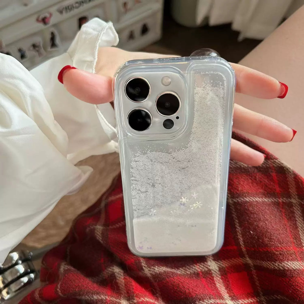 Dynamic snowflake star quicksand case for iphone 18, apple 17 pro max transparent protective cover 16