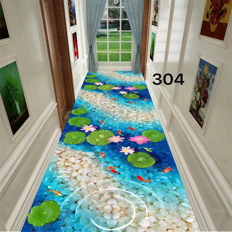 Minimalist modern 3d printed non-slip hallway carpet, hotel, mall, lobby, aisle floor mat roll, home use