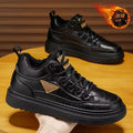 Fleece-lined men's shoes 2025new arrival autumn winter high-top sneakers men's leather heattechthickened cotton shoes low-top boots