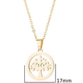 European and american cross-border new jewelry stainless steel inner ring hollow tree of life pendant necklace women's fashion popular necklace
