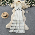 Vacation style lace cut outeleganteasiest for matchdress women's summerretroslimming look a-line long skirt work clothingelegant