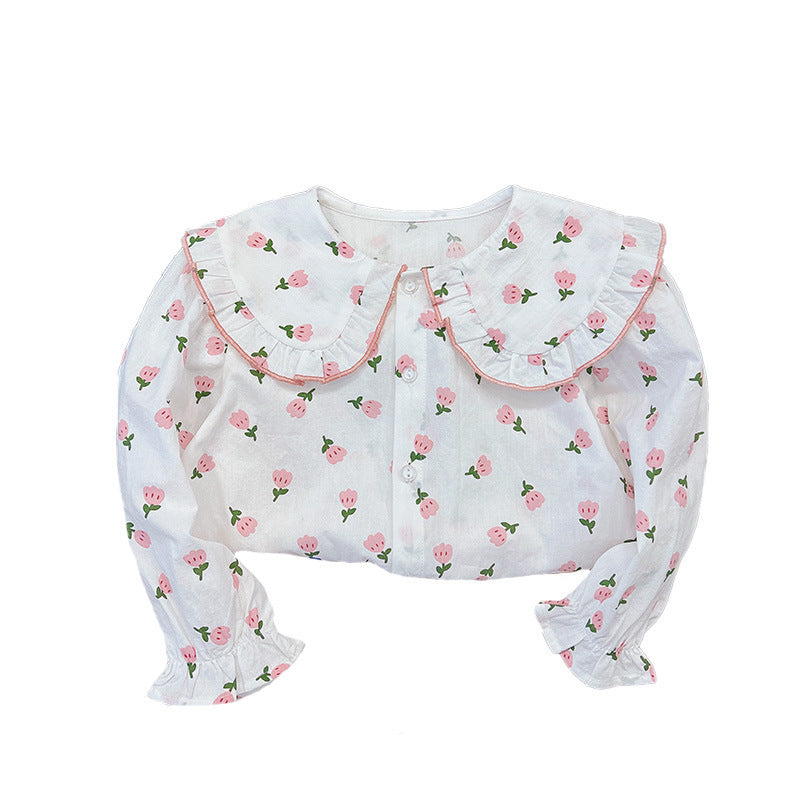 spring/autumn new collection: pure cotton shirt blouse for girls - peter pan collar, babydoll style, fresh & trendy outerwear/undershirt