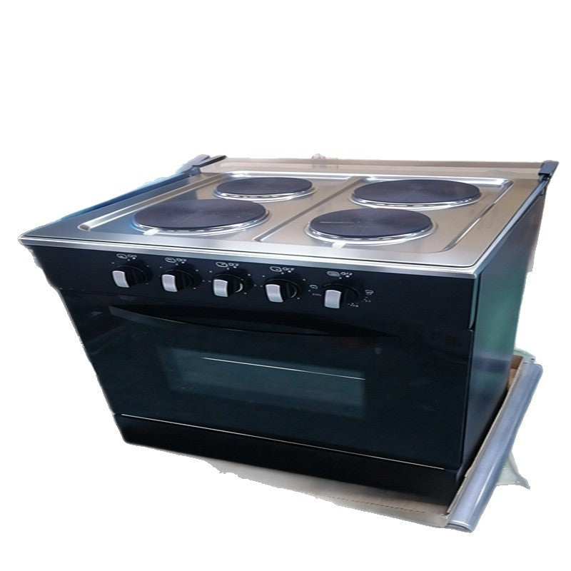 60 four 4-burner stove electric oven conjoined oven black independent standing upright outlet