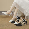 French style evening wind flats for women summer 2025 thin heel pointed toe plaid non-tiring feet sandals elegant fairy style high heels