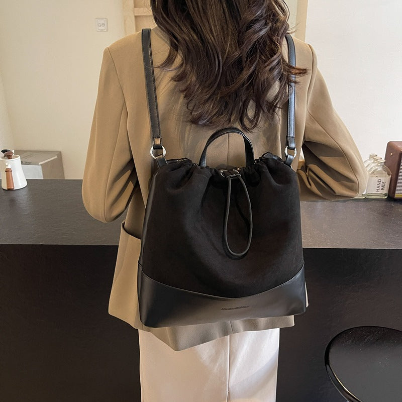 Retro women's bags, high-end exquisite handbags 2025 new suede bucket bags, casual backpacks