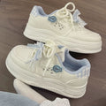 Girls' creamy chunky platform sneakers -  spring new arrival - bread shoes, cute, unique, versatile casual skate shoes