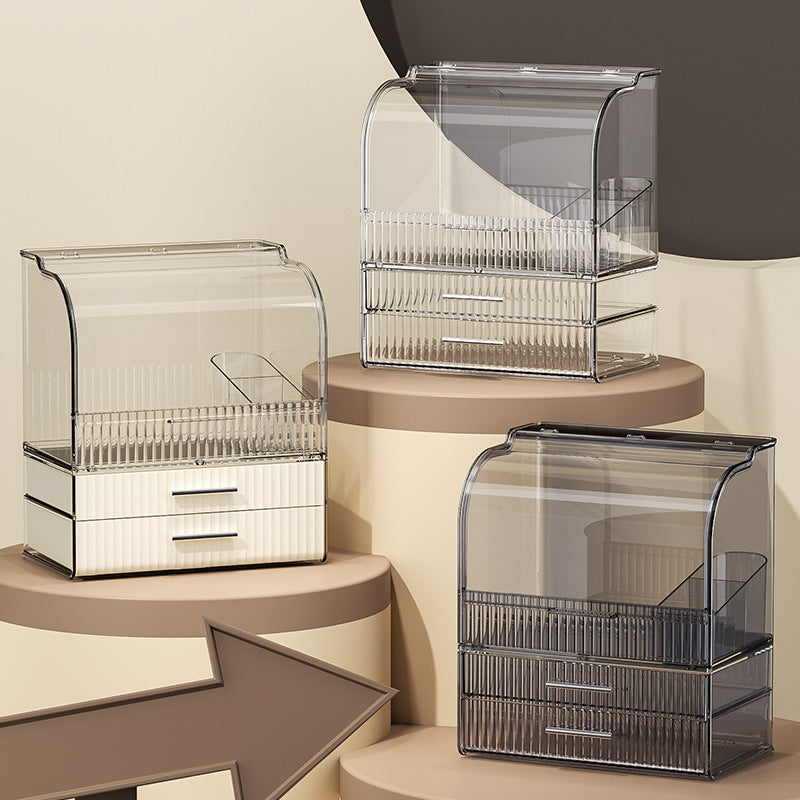 Desktop Cosmetics Storage Box Drawer Type Light Luxury Large Capacity Dresser Skin Care Products Mask Shelf Anti-dust