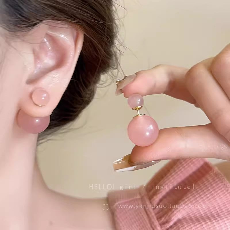 925 silver needle jelly color pearl bubble earrings for women, two-wear fresh contrast color earrings, korean style sweet earrings