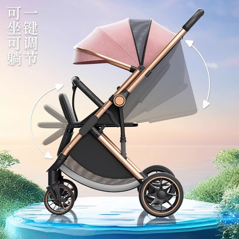 Lightweight landscape two-way foldable stroller baby artifact folding children baby stroller stroller four wheels