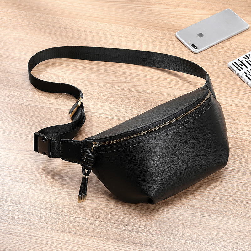 Fashion business men's and women's bags, multi-functional large-capacity casual satchel, trendy and simple first-layer cowhide messenger bag