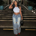 European and american casual women's jeans -  cross-border women's fashion street style washed button closure high-waisted pants