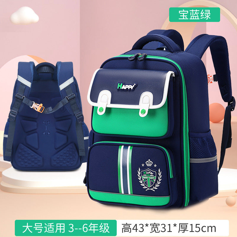 New primary school schoolbag, boys' first to fourth, fifth and sixth grades, boys and girls, lightweight spine protection and burden reduction, large-capacity backpack