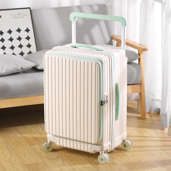 Side open suitcase expansion trolley case 20 inch boarding case pure 24 inch PC anti-drop travel bag password case leather case