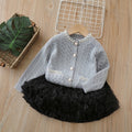 Fall and winternew arrival baby girl k-styleknittingoutweargirlsweatercardigan tutu skirtsuit