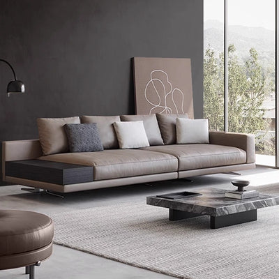 Nandi italian normcore designer genuine leather sofa model room living room armrest multifunctional straight row house sofa