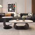 Modern minimalist oval rock slab coffee table - small apartment living room, home use, minimalist tea table, creative irregular shape combination