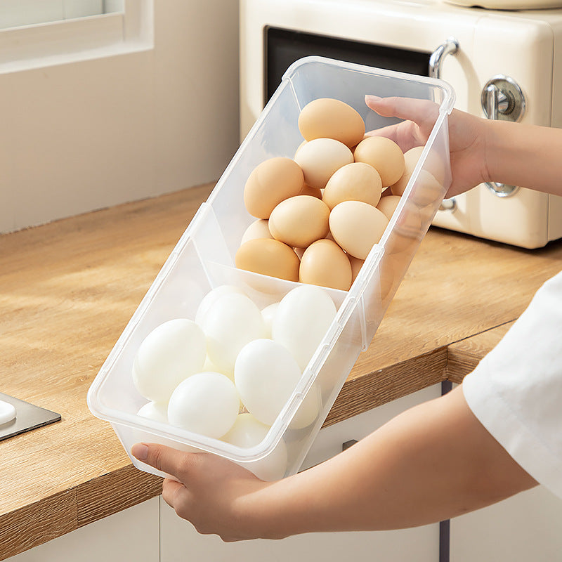 Cabinet sundries, long storage box, seasoning products, plastic seasoning box, narrow and long refrigerator grid egg storage box