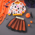 Children's long sleeves round neck sweatshirt + mesh skirt suit