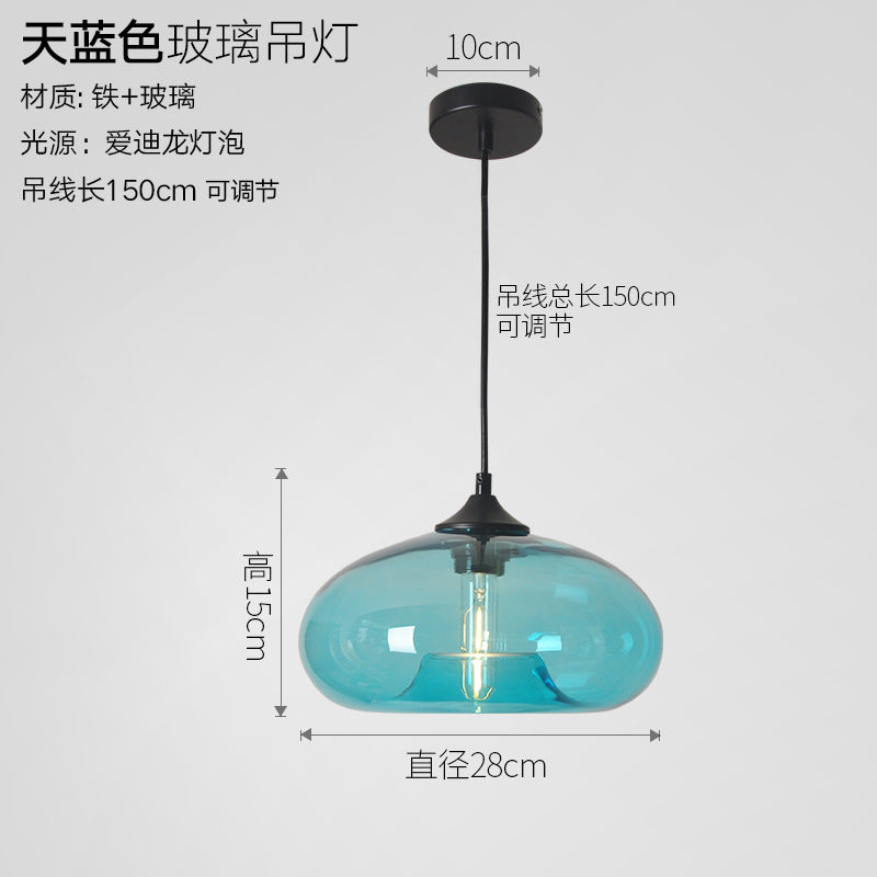Wholesale round glass hanging, creative personalized colored glass chandelier restaurant modern chandelier bar chandelier bar