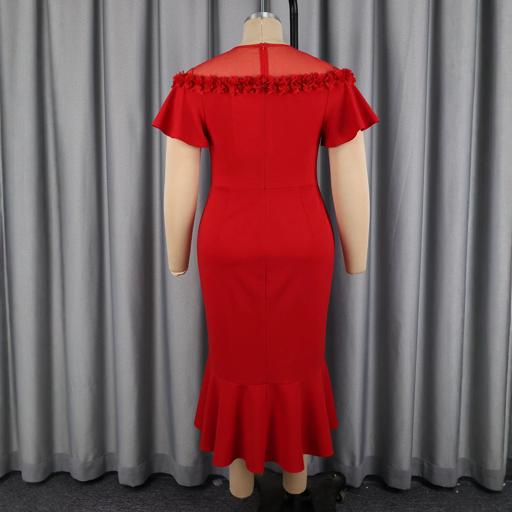 Summernew arrivalpatchworkpure colordress mesh laceelegant waist bag hip mermaid dressdresses