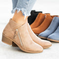 Independent station export women's shoes new arrival thick heel plus size women's boots suede boots low heel side zipper short boots for women