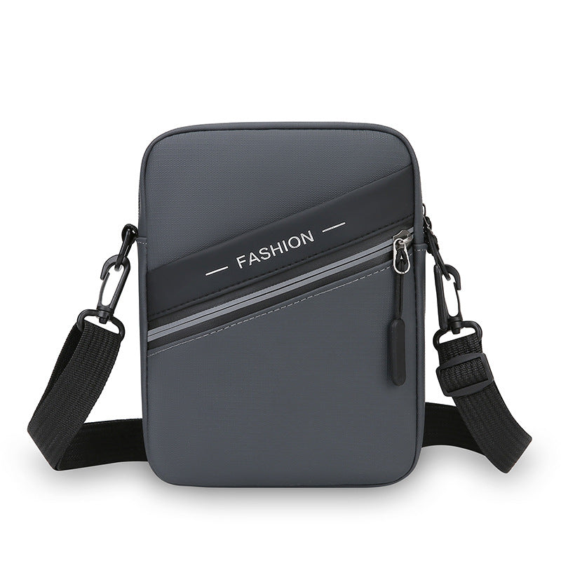 Simple casual men's shoulder bag outdoor travel portable mobile phone bag PU leather film lightweight versatile messenger bag wholesale