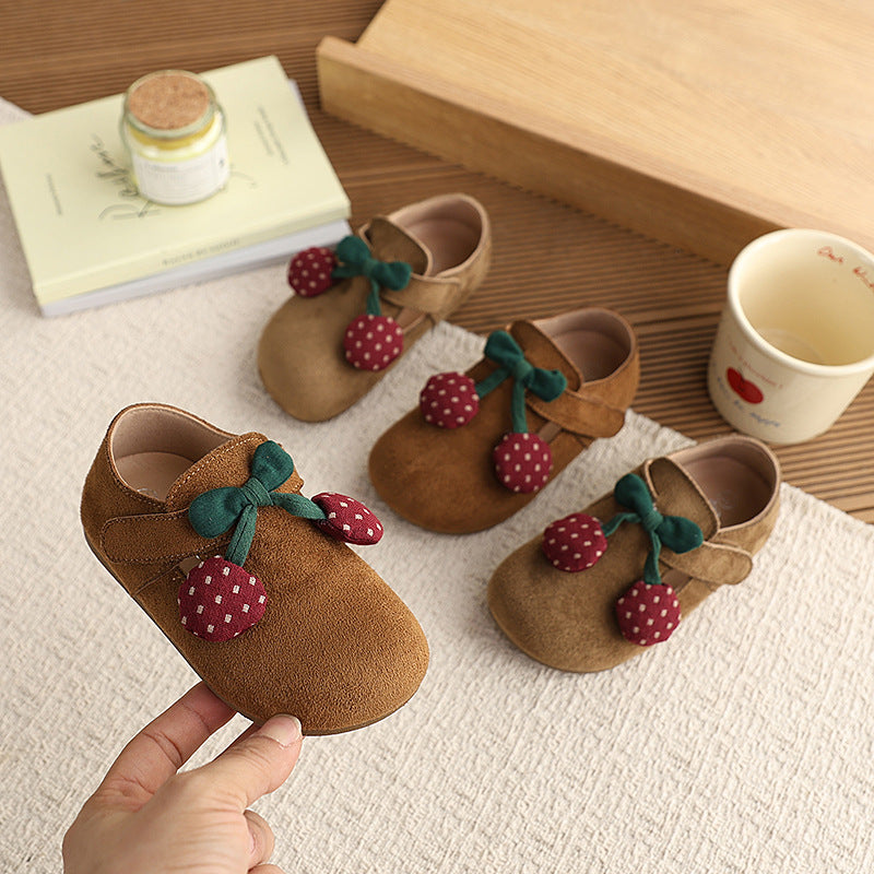Vancahao little girl's cute birkenstock-style shoes  soft sole korean style girls' single shoes velcro casual baby shoes