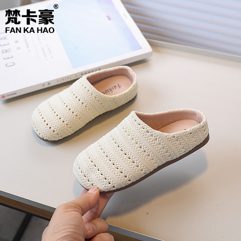Woven open-toe slides -  summer new arrivals - beach sandals for girls - easy slip-on mules