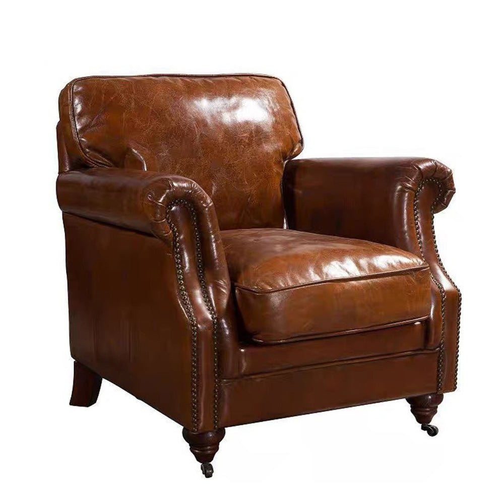 Sofa retro style single sofa chair accessible luxury oil wax leather tiger chair casual chair oil wax leather american sofa