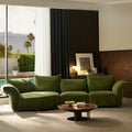 All-steel frame living room irregular fabric sofa, cream-colored chenille modular sectional sofa for large apartments