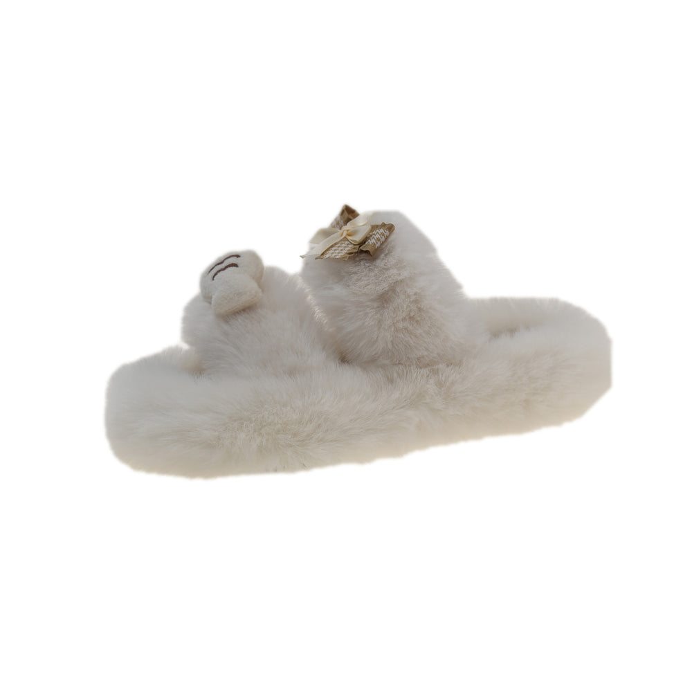 Home casual super popular kitten and small fish fur slippers women's casualnon-slip easy to wear fashioneasiest for match cotton slippers for women