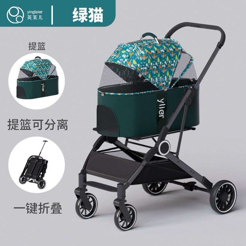 Pet stroller for cats and dogs - lightweight, foldable, and portable for teacup poodles, toy pomeranians, chihuahuas, yorkshire terriers, and bichons