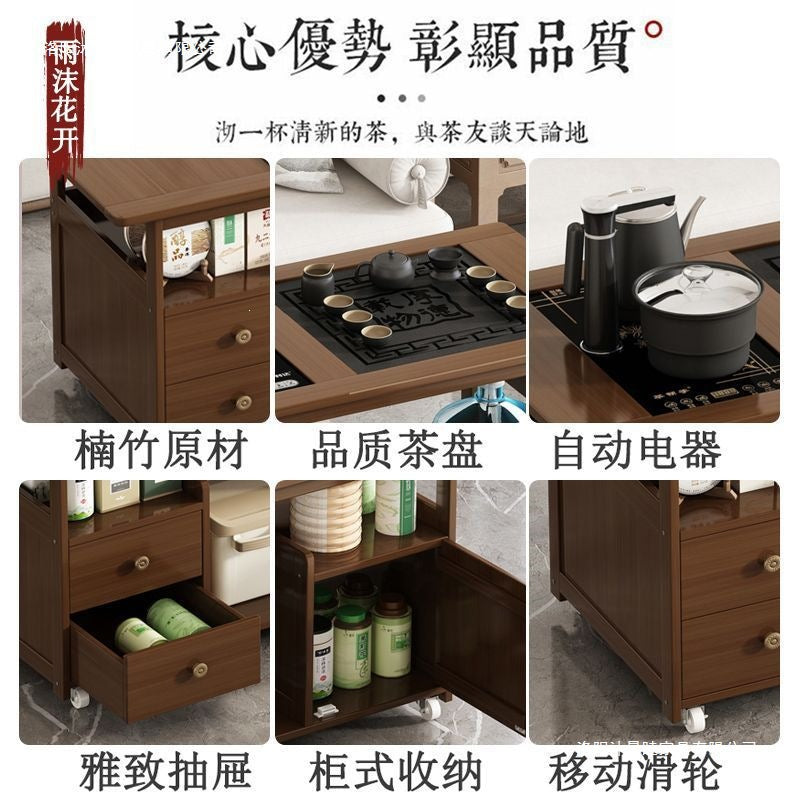 Movable tea table balcony new arrival coffee table living room tea table small for home tea table all-in-one complete set of tea cabinets