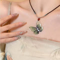 New chinoiserie handmade ceramic beaded rope butterfly necklace for women 2026new arrival popularclassy senseelegant clavicle chain